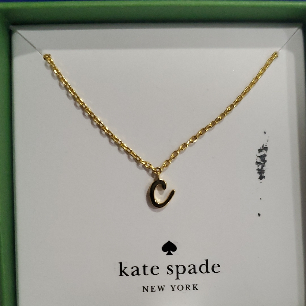 Kate Spade One in a million C initial pendant‎ gold plated necklace new